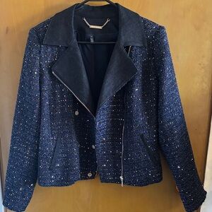 Chic Navy Women's Blazer with Sparkle